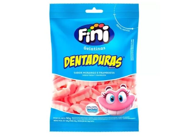 Gelatina Fini Sabor Morango e Framboesa Dentaduras 15g