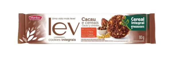 Cookies Integrais Lev Cacau e Cereais - 80g
